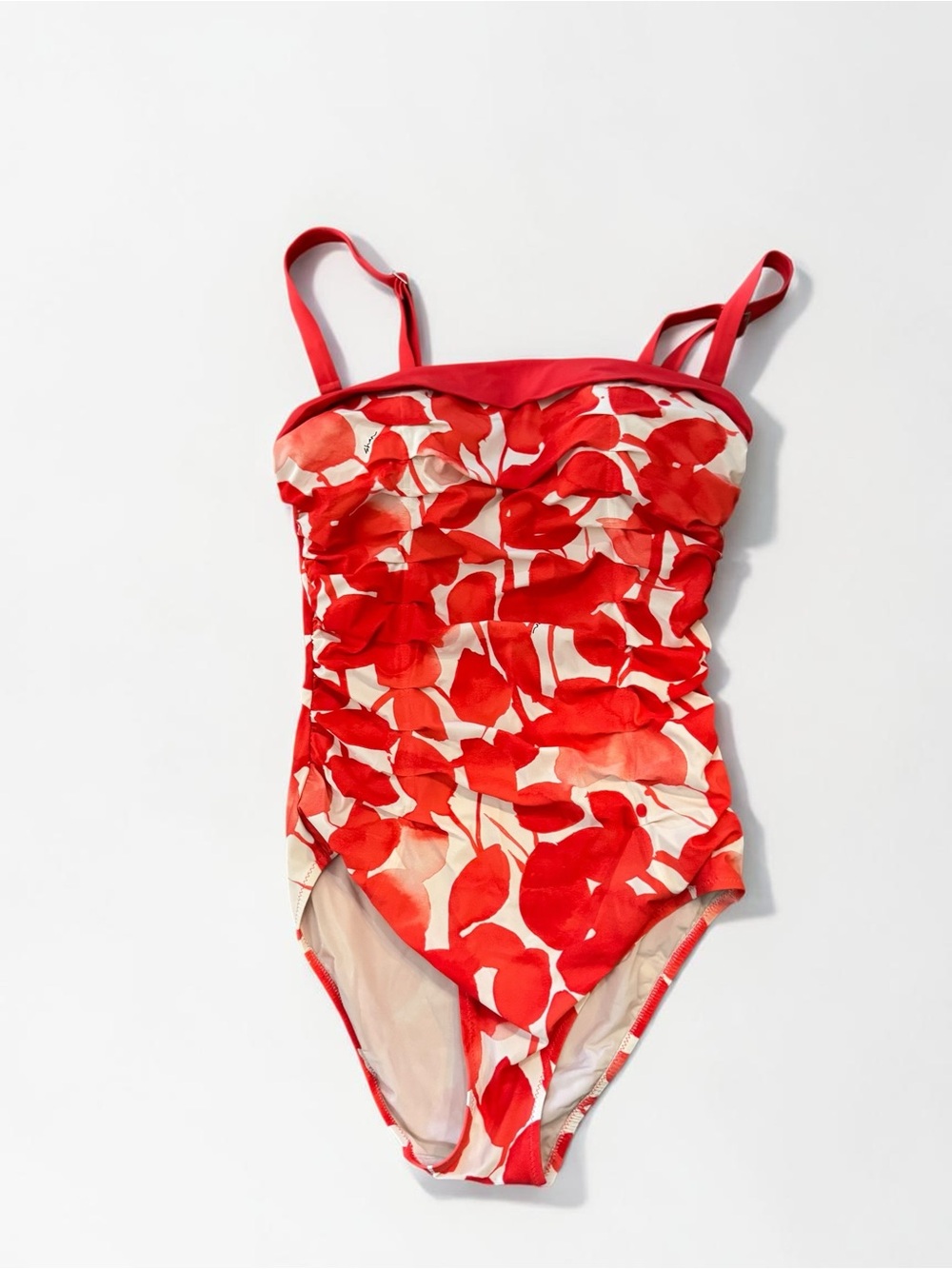 SHAN floral leaf print one piece swimsuit, orange/red size 10 - Picture 3 of 10